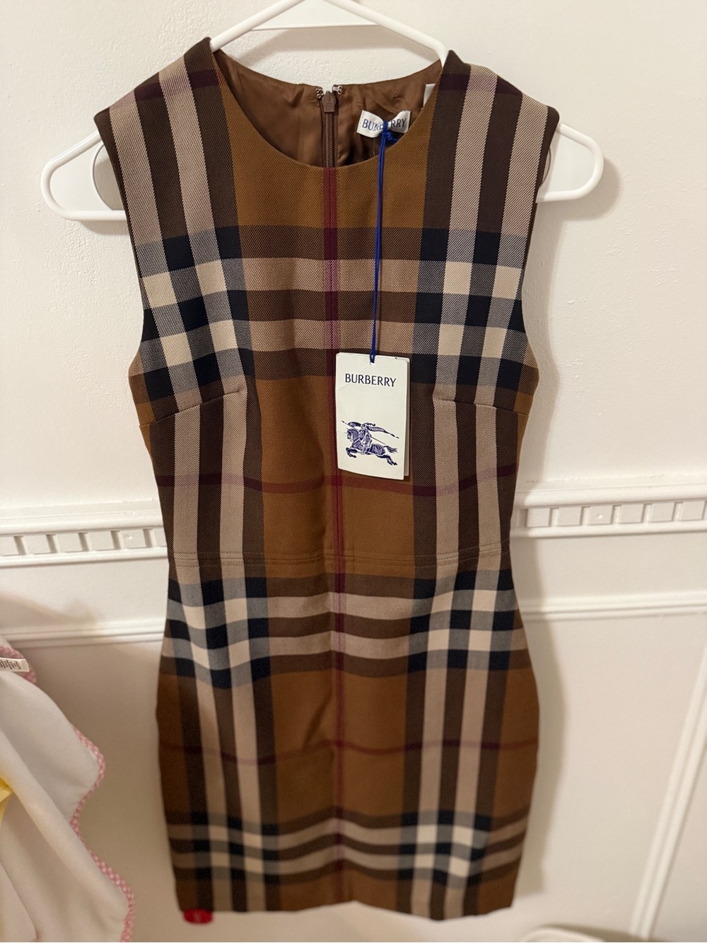 Burberry nova check sheath Tan and Brown Plaid Sleeveless Dress